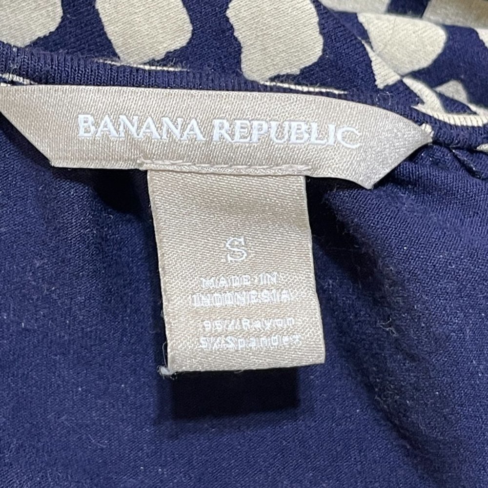 Banana Republic True Wrap Dress 3/4 Sleeve V-Neck Stretch Blue Cream Size S Smal - Picture 4 of 6